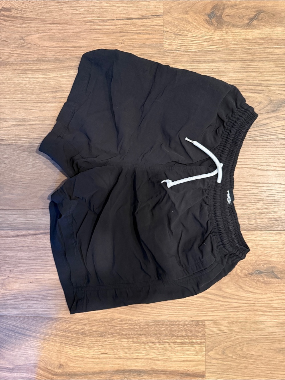 RSQ Black Nylon Shorts with White Logo